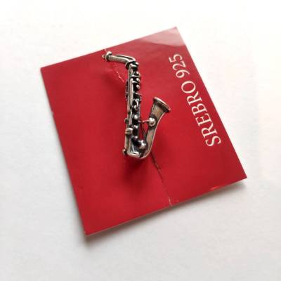  Saksofon - Sax - broszka SREBRO Pr.925 B039 Zebra Music