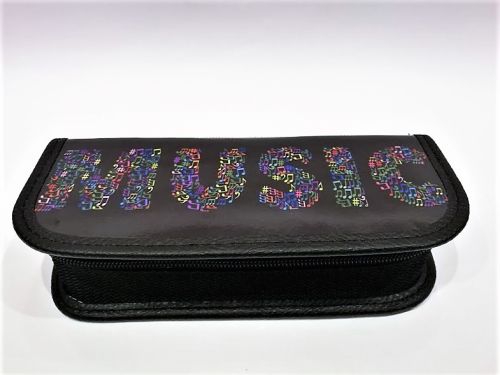 Zebra music piórnik krótki sztywny z nutkami i napisem MUSIC