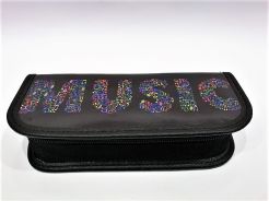 Zebra music piórnik krótki sztywny z nutkami i napisem MUSIC