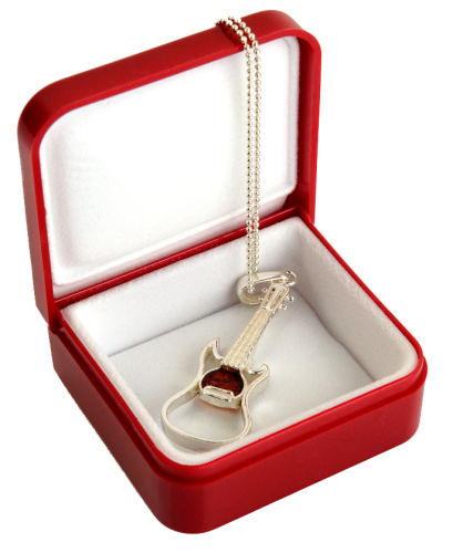 Gitara srebrna z lańcuszkiem, biżuteria muzyczna