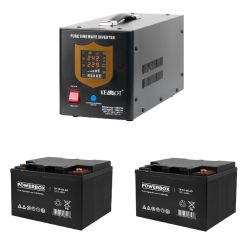 ZESTAW KEMOT Przetwornica PROsinus-1500 24V 230V  + 2 Akumulatory Powerbox AGM 12V 65Ah+ kabel