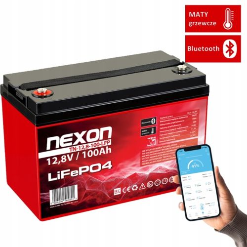 NEXON Akumulator LiFePO4 12,8V 100Ah BMS Mata Grzewcza + Bluetooth